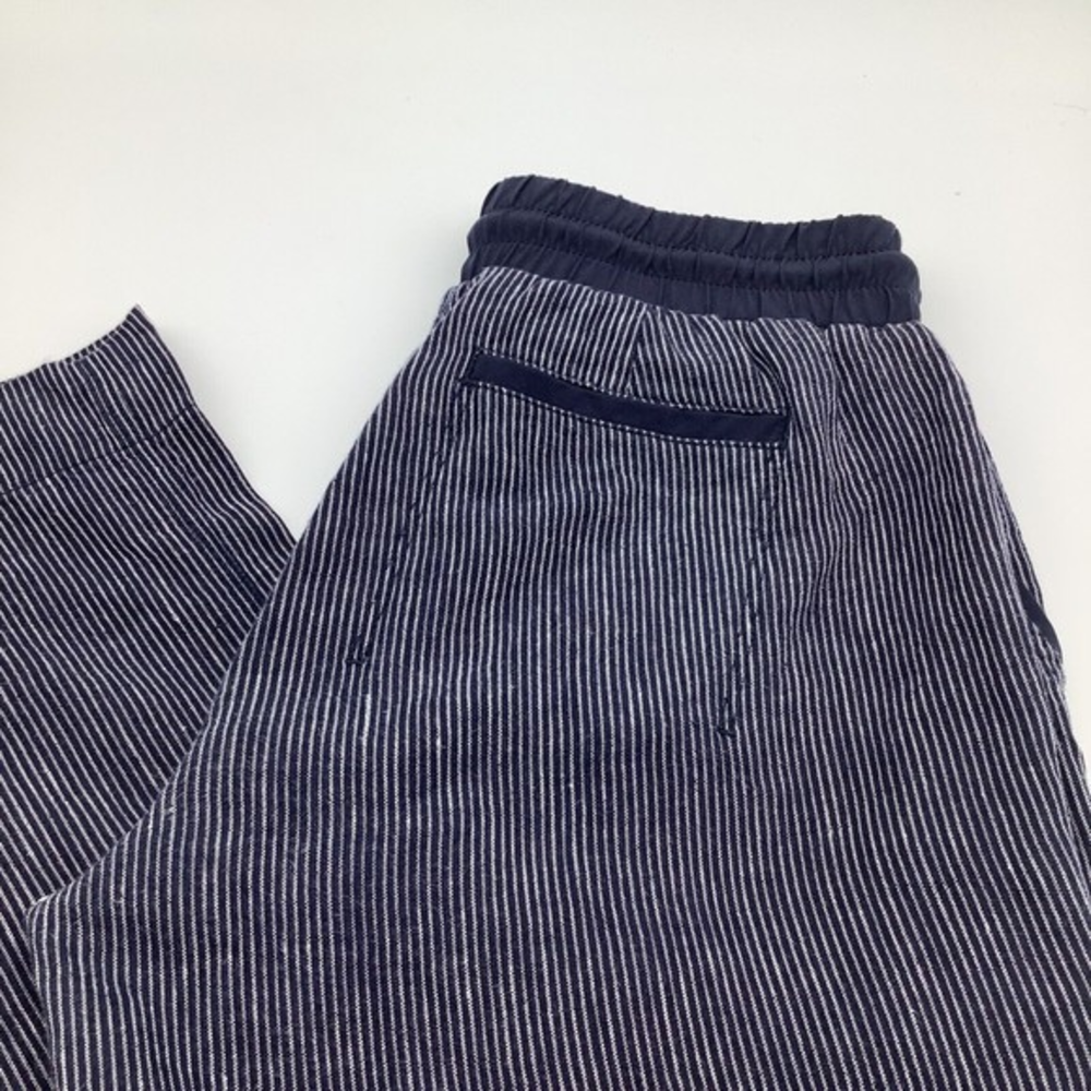 Athleta Womens Elastic Waist Linen Pants Blue Striped Size 0